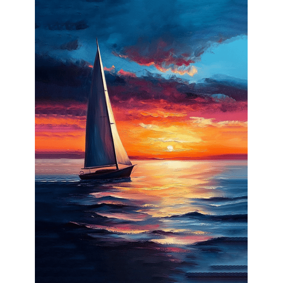 Sunset Sailboat Canvas Painting，Perfect for Living Room，Bedroom，Office，Bathroom，and Dining Room Decor