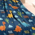 thumbnail image 3 of Blue Dinosaurs with Clouds and Text Blanket,Comfortable Soft Lamb Wool Throw Blanket,All Season,Warm Lightweight Blankets for Sofa Bed Couch Living Room Chair,30"x40", 3 of 4