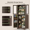 thumbnail image 2 of Kitchen Cabinet, Lofka 64"  Kitchen Pantry Storage Cabinet with Frosted Glass Doors and 14 Shelves, Dark Brown, 2 of 9