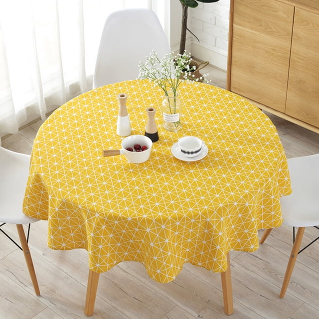 Nappe Ronde Style Europe du Nord en Terylene et Coton Mélangé Triangle Multicolore Ligne Blanche Flèches Grises Imprimées