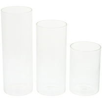 Viveous 3pcs Glass Transparent Candle Cup Cylinder Candle Holder Simple Style Candle Container