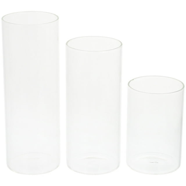 MasteelfCA 3pcs Glass Transparent Candle Cup Cylinder Candle Holder Simple Style Candle Container