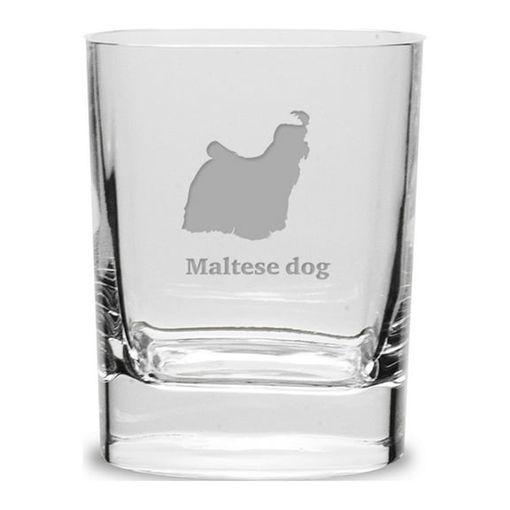 Maltese Dog Luigi Bormioli 11.75 oz Square Round Double Old Fashion Glass