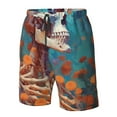 thumbnail image 2 of Yiaed Artistic Orange Carnation Skull Print Men's Swim Trunks with Lining Quick Dry Sports Shorts Beach Shorts Boardshorts-Small, 2 of 5