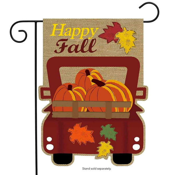 Happy Fall Pickup Burlap Garden Flag Pumpkins 12 5 X 18