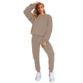 thumbnail image 2 of Gomelly Ladies Jogger Set Long Sleeve Sweatsuits Loose Fit Two Piece Outfit Women Thick Running Sweatshirts And Sweatpants Drawstring Lounge Sets Khaki 4XL, 2 of 7