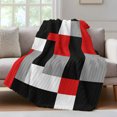 thumbnail image 4 of Red Black Grey Geometric Throw Blanket, Flannel Fleece Blanket with Striped Design for Couch, Modern Abstract Art Luxury Soft Breathable All Season Plush Blankets for Sofa Office Car Seat 40"x60", 4 of 9