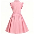 thumbnail image 5 of NAISIBABY Girls Summer Dress, Ruffles Sleeveless Lapel Flare Fit Cute A-Line Casual Dress Pink Size 14, 5 of 5