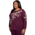 thumbnail image 3 of Alfred Dunner Womens Plus-Size Diagonal Floral Embroidered Sweater, 3 of 4