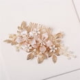 thumbnail image 4 of Namzi Bridal Flower Wedding Hair Pins Crystal Pearl Hair Combs Clips Headpiece Gold Wedding Hair Accessories Jewelry with Rhinestone for Brides Bridesmaids Women Girls (Silvery A), 4 of 4