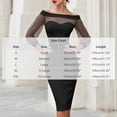 thumbnail image 3 of Ayolanni 3/4 Sleeve Fall Dresses for Women Mesh Solid Crew Neck Bodycon Maxi Cocktail Dress Wedding Guest Elegant Party Sundress Black L, 3 of 5