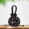 thumbnail image 4 of 1pc Ethnic Style Flower Handbag Black Embroidered Drawstring Bags Jewellery Gift Bags for Women Makeup Bags Organiser for Cosmetic Utensils Storage Bag Travel Party Cosmetic Bag Purse, 4 of 9