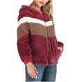 thumbnail image 1 of Pntutb moda mujer Patchwork cremallera invierno alargado felpa manga larga prendas de vestir Pntutb Pntutb-4515, 1 of 5