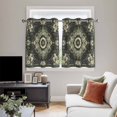 thumbnail image 5 of Sage Green Grey Boho Kitchen Curtains Short 45 Inch Length, Vintage Ethnic Geometric Abstract Grommet Top Bedroom Living Room Curtains, Light Filtering Cafe Curtain Drapes 2 Panels Set 84''x45'', 5 of 9