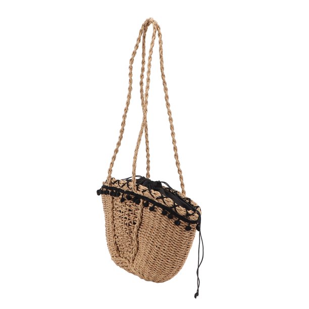 Bolso de Hombro Tejido de Paja Con Diseño de Borla de Moda, Gran Capacidad, Hecho A Mano para Viajes de Verano en la Playa