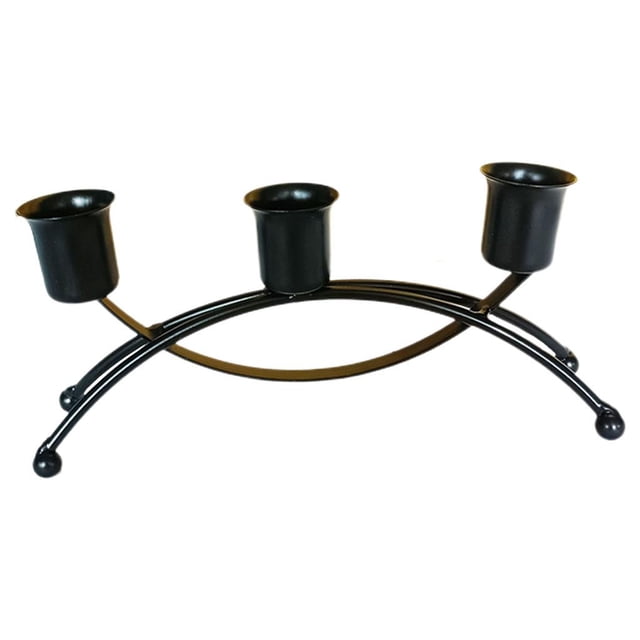 Candelabros de 3 brazos de altura para velas cónicas de metal Negro