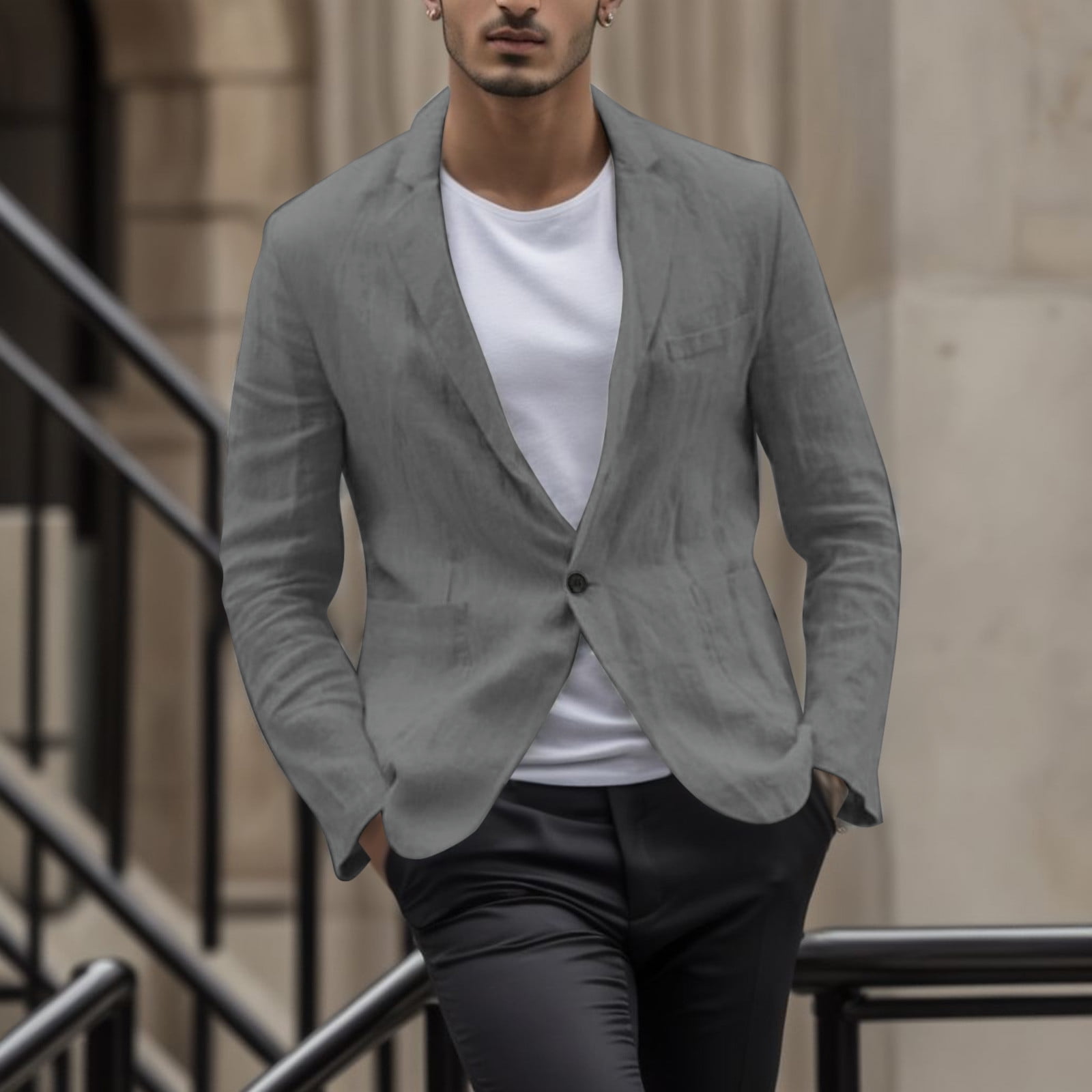Casual Lightweight Grey Coat COOFANDY Mens Fitted Blazer Casual