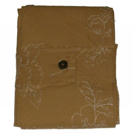 60x84 Fabric Tablecloth - Golden Tan Embroidered Leaves Tablecloth Fabric Table Cloth 60x84 Obl