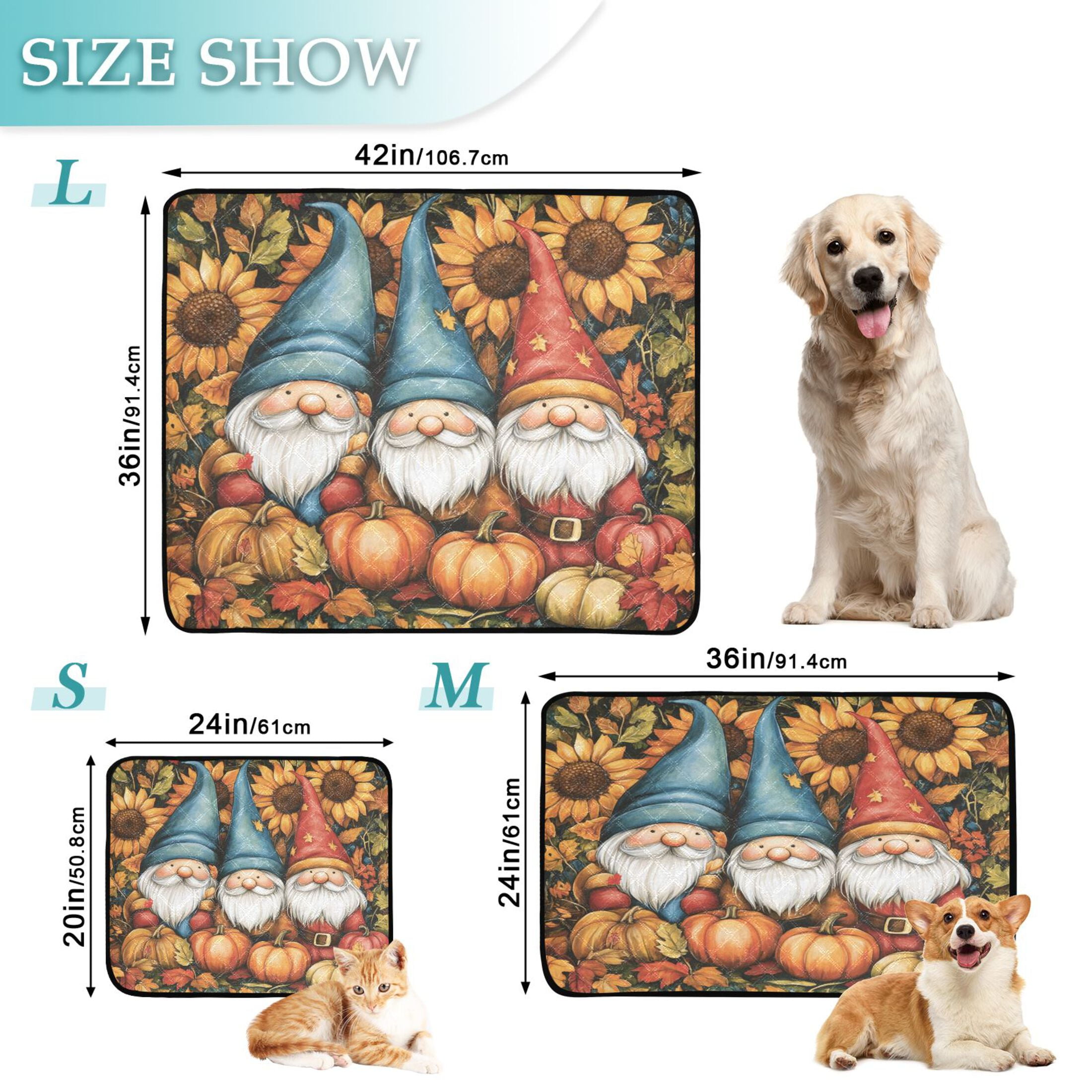 Qxltty Dwarf Elves Fall Cat litter Pads Pet Set of 3 Diaper Mats Center Anti-leakage Layer Absorbent Soft and Comfortable