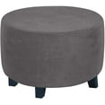 thumbnail image 1 of Round Ottoman Slipcover Ottoman Covers Slipcover Footstool Protector Covers Storage Stool Ottoman Covers Stretch with Elastic Bottom, Feature Real Velvet Plush Fabric (Large, Gray), 1 of 7