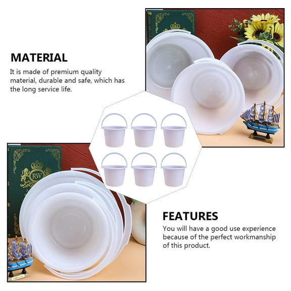 Baluue 6Pcs White Paint Bucket for Multipurpose Storage Use