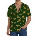 thumbnail image 3 of Naloa Hohey Bee Men's Loose Fit Cuban Collar Short-Sleeve Shirt with Button-down and Chest Pocket for Everyday Wear Outings - 4X-Large, 3 of 7