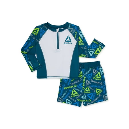 

Reebok Toddler Boys Long Sleeve Rashguard and Swim Trunks Set with UPF 50+ 2-Piece Sizes 2T-5T
