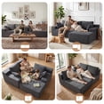 thumbnail image 3 of 96" L-Shape Modular Cloud Couch, 3-Seater Deep Seat Corduroy Sectional Sofa, Dark Gray, 3 of 8