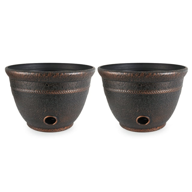 Liberty Garden 1925 Banded High Density Resin Hose Pot, Antique Bronze (2 Pack)