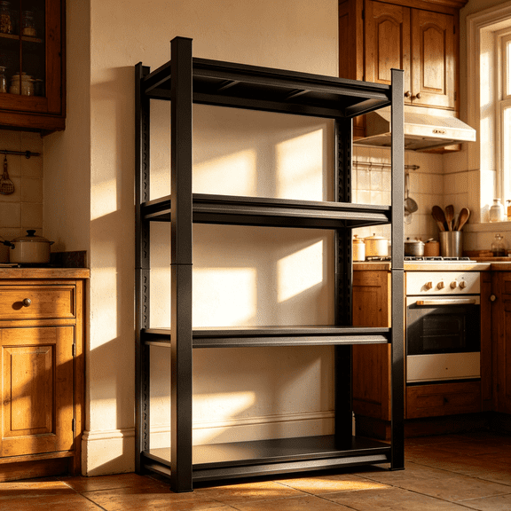 4-Tier Corner Shelf, Corner Bookshelf, Industrial Metal Storage Shelving Unit, Adjustable Storage Stand, Heavy Duty 2000 lbs Capacity, Steel Rack for Pantry, Living Room,19.7"W×13.8"D×44.1"H