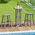 thumbnail image 6 of Yardi Yard 21.5 Inch Round Bar Table Patio HDPE Bar Height Dining Table with Slatted Tabletop, Patio Table for Garden, Yard, Gray, 6 of 9