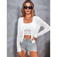 thumbnail image 6 of Women'S Long Sleeve Cropped Cardigan Sweaters Open Front Hollow Out Shrugs White XXL, 6 of 8