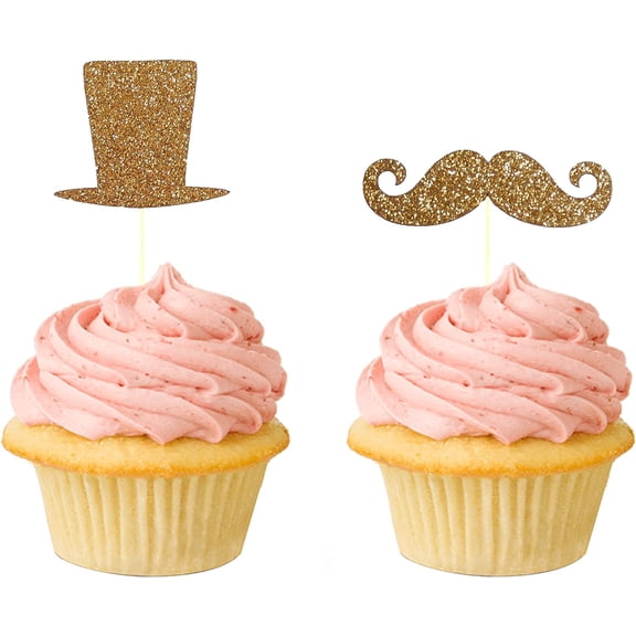 Mustache and top hat Cupcake Topper 12 Pack Cupcake Topper Decoration Cake glitter foamy Fiusha