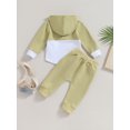 thumbnail image 2 of ZAXARRA Toddler Boy Autumn Clothes Contrast Color Patchwork Long Sleeve Hoodies Solid Color Pants 2Pcs Outfit, 2 of 6