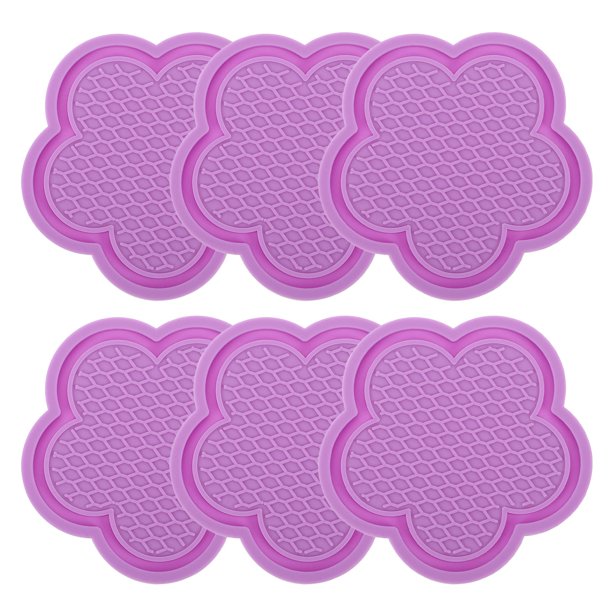 unbranded 6Ud Protectores Para Portavasos De En Silicona Violeta Con Floral Antivibración
