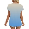 thumbnail image 5 of LNWUY Womens Summer Tops Loose Fit V Neck Trendy Outfits Blouses Gradient Print Tees Casual Short Sleeve Tunic Tops Basic Shirt Blue L, 5 of 6
