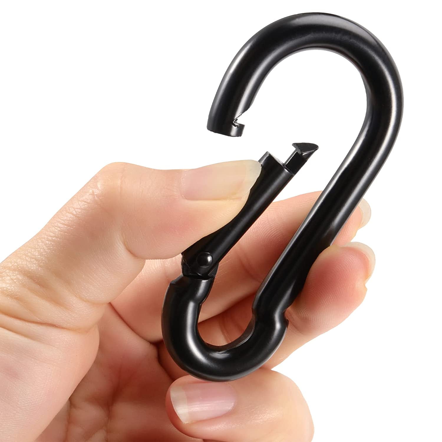 Black Spring Snap Hook, 20 Pack 5/16 x 3 Inches Heavy Duty Carbon Steel  Carabiner Clip for Camping, Fishing, Hiking, Swing and Hammock, Max Load  500 Lbs 