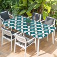 thumbnail image 2 of Abstract Geometric Table Cloths for 5 Foot Rectangle Tables, Vintage Rhombus Circle Texture Green Patio Waterproof Elastic Fitted Tablecloths, Washable Rectangular Table Cover for Camping, 2 of 8