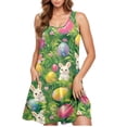 thumbnail image 5 of Hyknon Robes d'Été pour Femmes Mode Col Rond Sans Manches Douces Confortables Robes d'Été Imprimées de Pâques Amples Grande Taille Robes Midi Fluides, 5 of 5