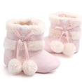 thumbnail image 2 of WORGEOUS 1 par de botas navideñas para bebés con lazo de invierno, prewalker de algodón cálido para niños pequeños, 2 of 8