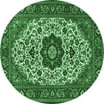 thumbnail image 1 of Ahgly Company Indoor Round Medallion Emerald Green Traditional Area Rugs, 4' Round, 1 of 4