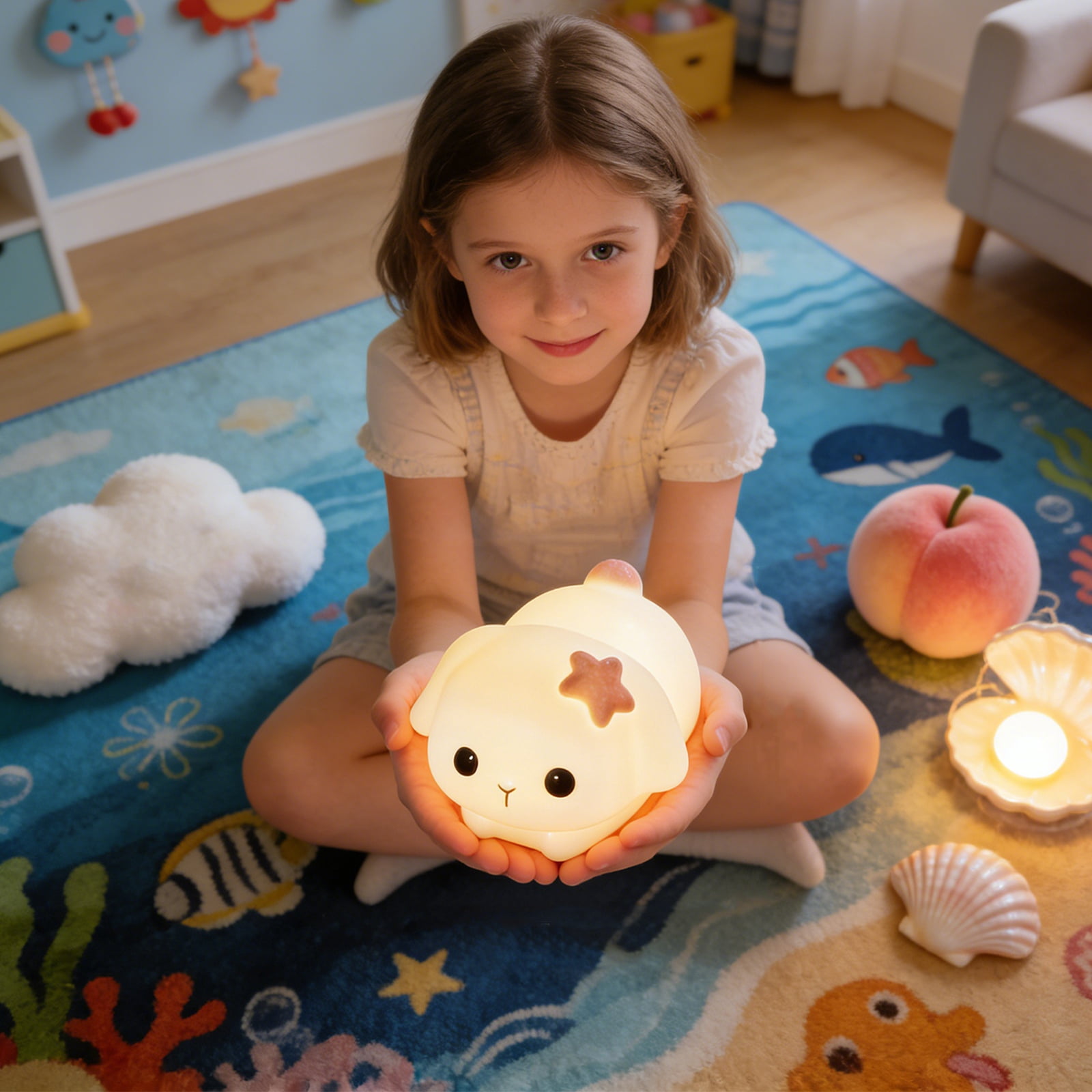 LED Lying Flat Cat Night Light, 3 Level Dimmable Nursery Nightlight,Cute Lamps Silicone Squishy Light Up Cat,Rechargeable Bedside Touch Lamp for Breastfeeding Toddler Baby Kids Decor
