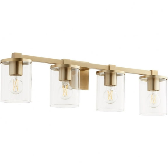 523-4-80-Quorum Lighting-Bolton - 4 Light Bath Vanity-8.25 Inches Tall and 30.5 Inches Wide-Aged Brass Finish