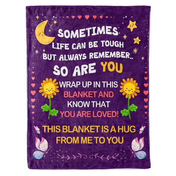 Funnil Warm Hugs Healing Blanket,Get Well Soon Gifts for Women, 50"x60", Sending Hugs Gifts for Women, Cancer Care Gifts, Spiritual/Motivational/Sympathy Gifts Soft Throw Blanket Purple
