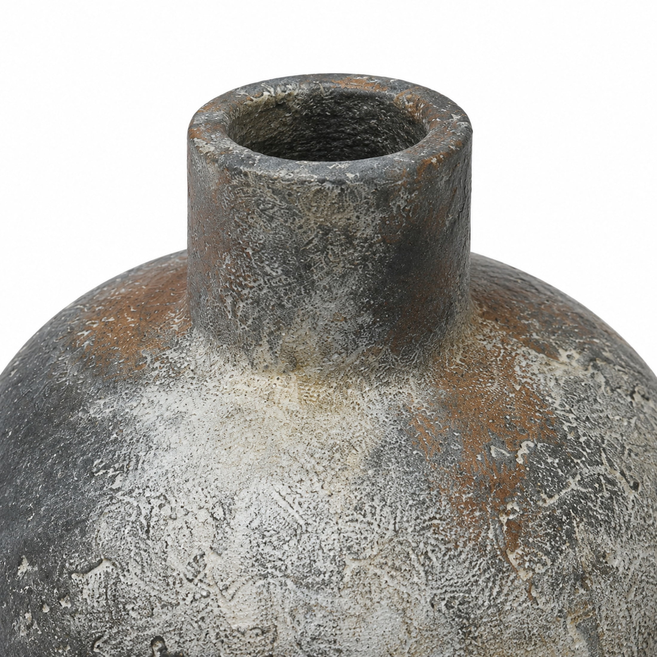 DecMode 13" Wide Textured Dark Gray Ceramic Vase with Brown Accents