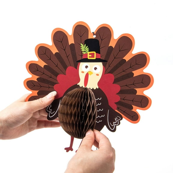 2 Pcs Honeycomb Turkey Hanging Decoration Centerpiece Thanksgiving Balls
