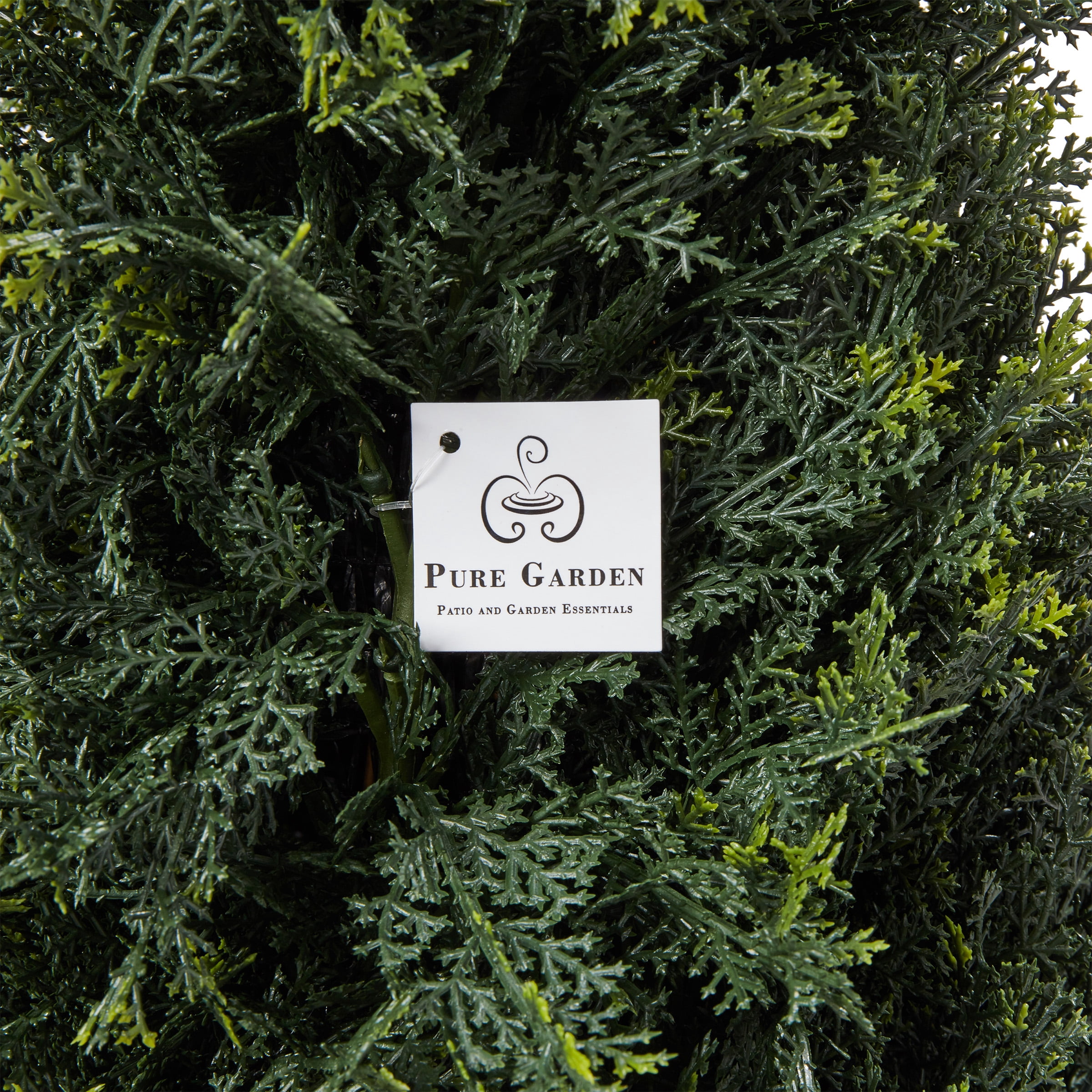 Pure Garden Artificial Cypress Topiary- Tower Style Faux Plant in Sturdy Pot - Potted Shrub 37”
