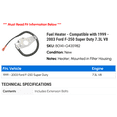 thumbnail image 2 of Fuel Heater - Compatible with 1999 - 2003 Ford F-250 Super Duty 7.3L V8 2000 2001 2002, 2 of 2