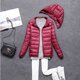 thumbnail image 1 of Chaqueta de plumón ligera con capucha y cremallera desmontable para mujer, abrigo corto ultrafino de otoño e invierno, 1 of 1