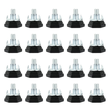20pcs M8 x 18 x 25mm Hand Screw Furniture Glide Leveling Feet Floor Protector Non Slip Adjustable Leveler